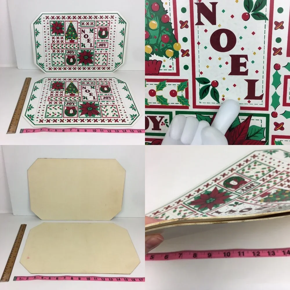Vtg Lot of 7 Christmas Holiday Winter Vinyl Placemats Kitchen Dinner Dining READ